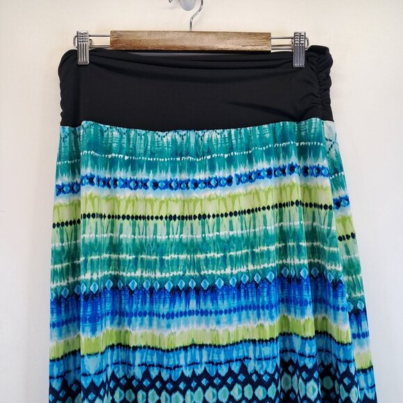 Alyx Colorful Print Ruched Waist Pull On Maxi Skirt Size XL - Picture 2 of 7